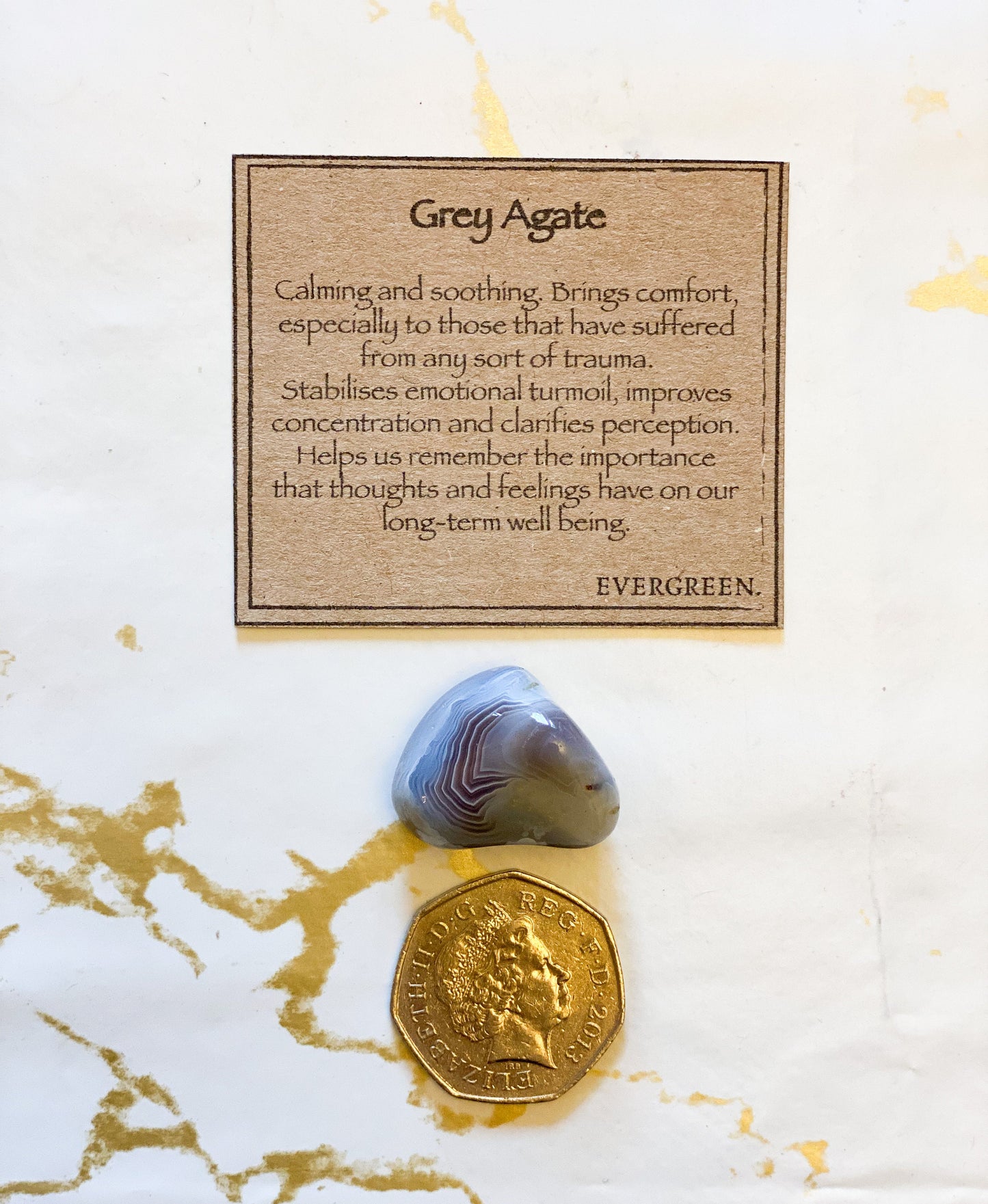 Grey Agate Crystal Tumbled Stone - Comfort, Stability & Concentration