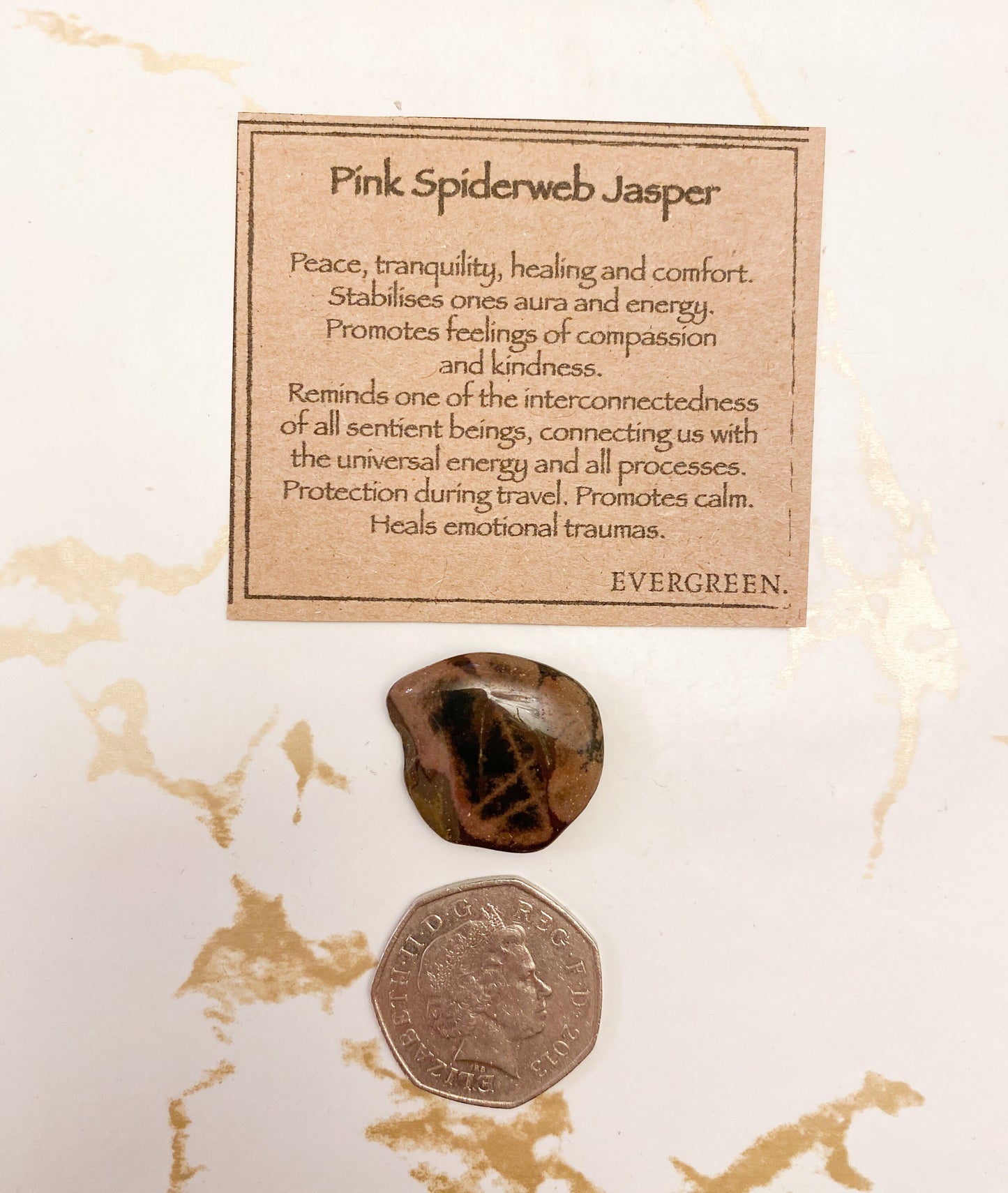 Pink Spiderweb Jasper Crystal Tumbled Stone - Peace, Tranquility & Healing