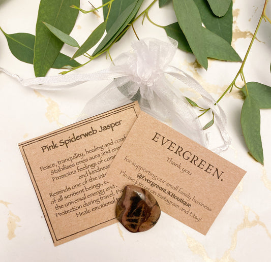 Pink Spiderweb Jasper Crystal Tumbled Stone - Peace, Tranquility & Healing