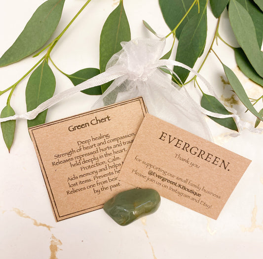 Green Chert Crystal Tumbled Stone - Strength, Healing & Protection