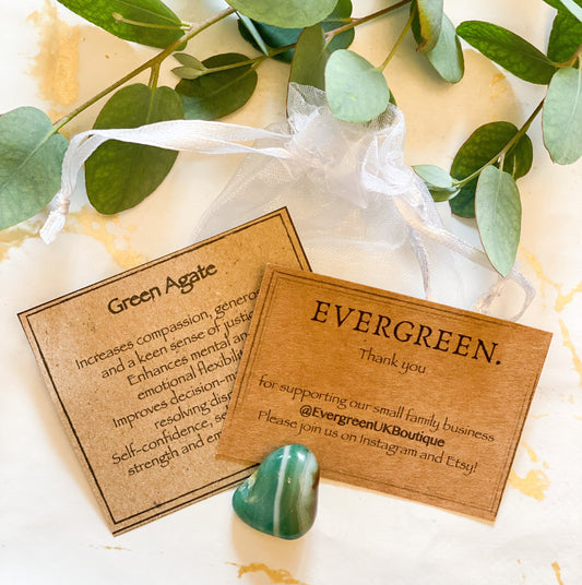 Green Agate Crystal Tumbled Stone - Strength, Compassion & Self-Confidence