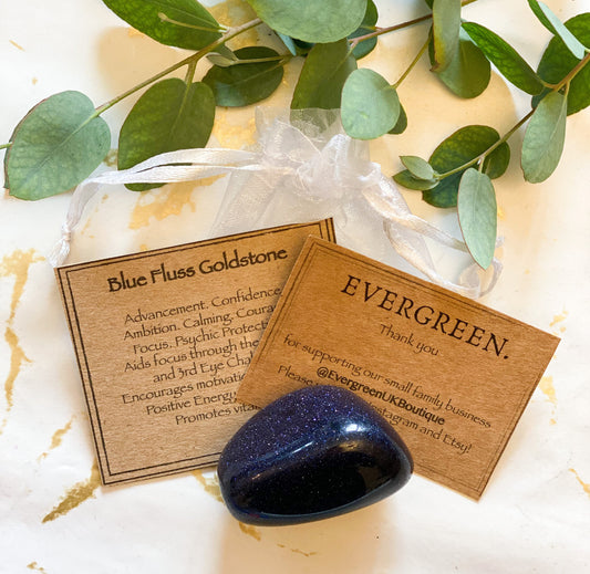Blue Fluss Goldstone Crystal Tumbled Stone - Advancement, Courage & Focus