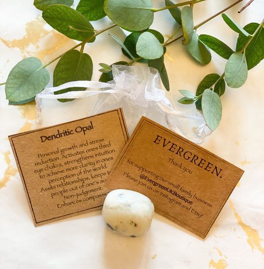 Dendritic Opal Crystal Tumbled Stone - Strength, Growth & Clarity