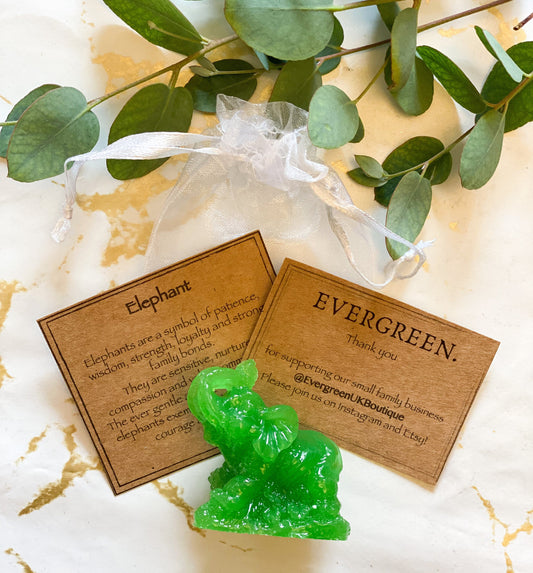 Handmade Jade Colour Crystal Resin Elephant - Power, Courage & Strength