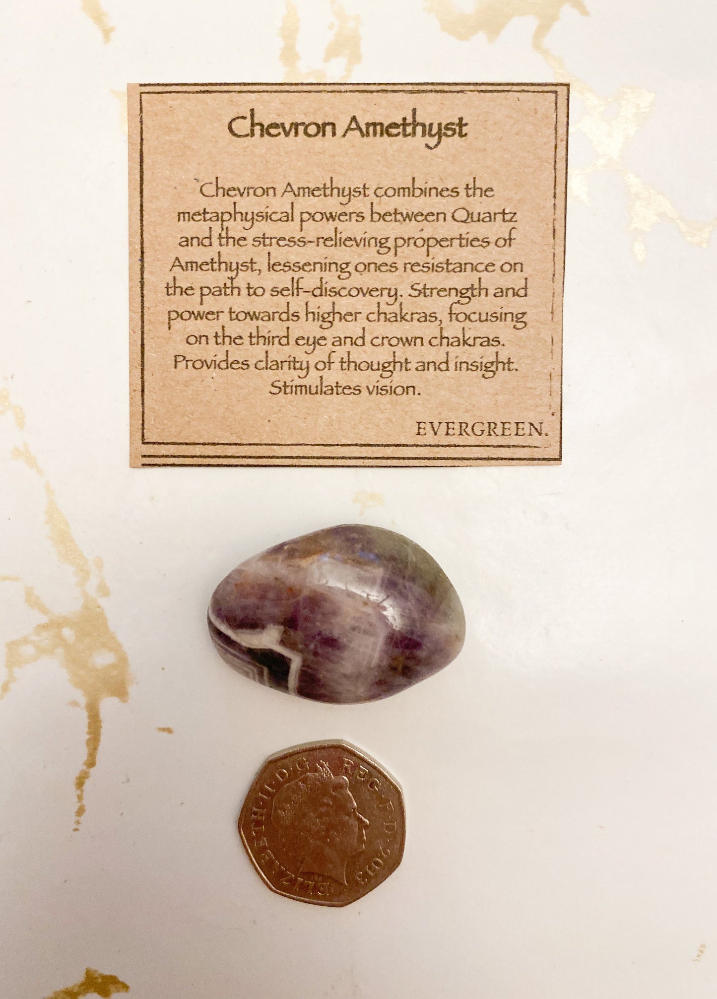 Chevron Amethyst Crystal Tumbled Stone - Clarity, Self-Discovery & Vision