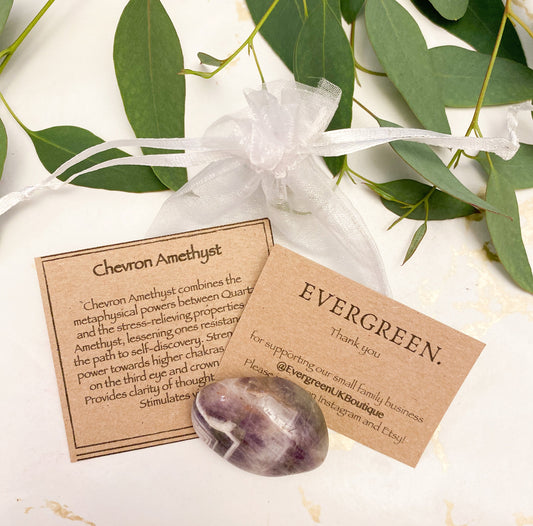 Chevron Amethyst Crystal Tumbled Stone - Clarity, Self-Discovery & Vision