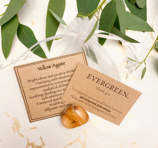 Yellow Agate Crystal Tumbled Stone - Willpower, Concentration & Harmony