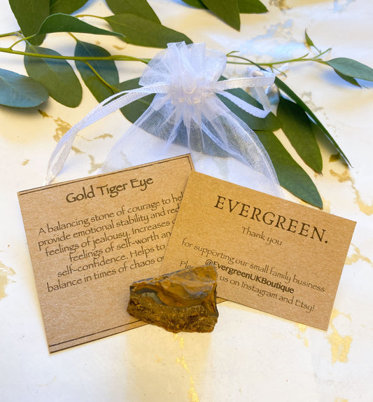 Gold Tiger Eye Raw / Rough Crystal - Stability, Self-Worth & Self - Confidence