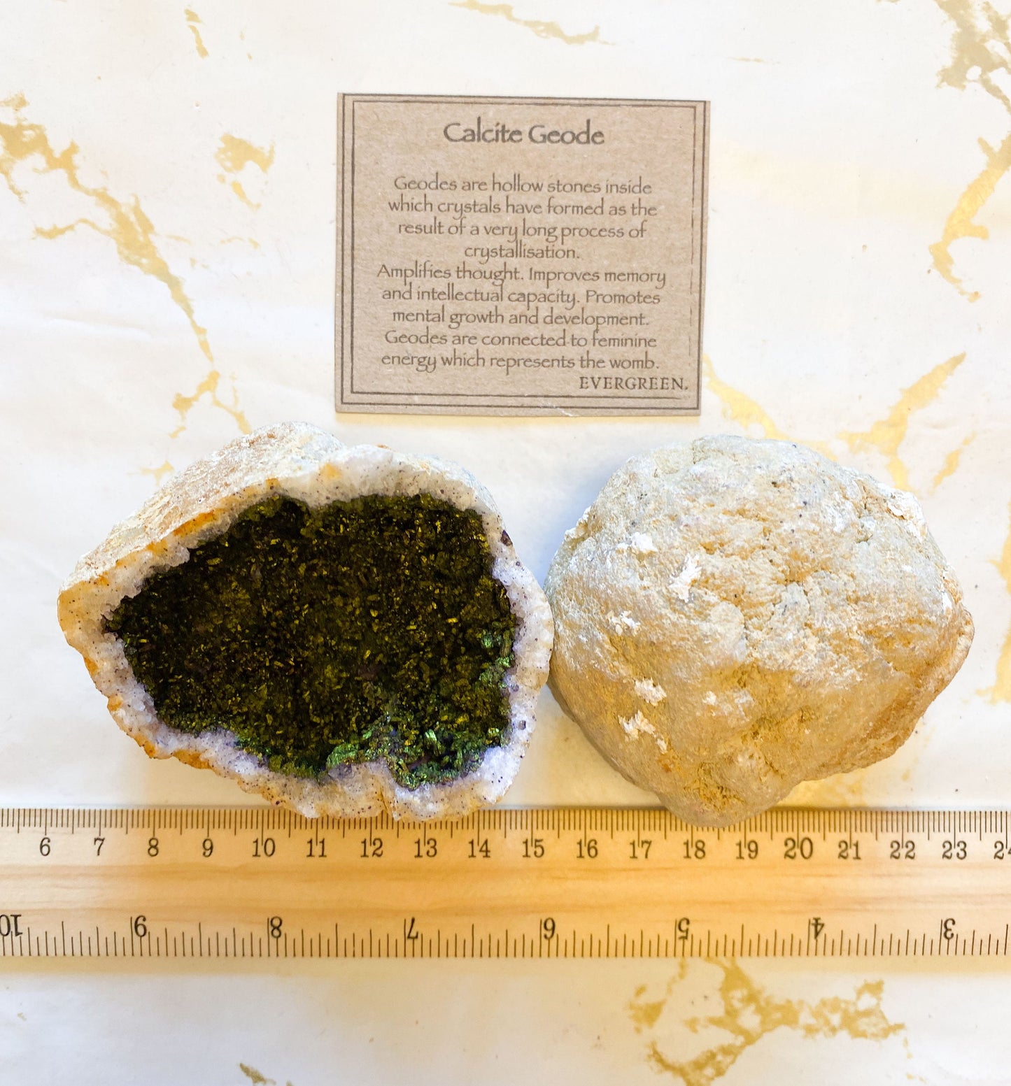 Coloured Calcite Geode 80mm - Black Or Natural Rock