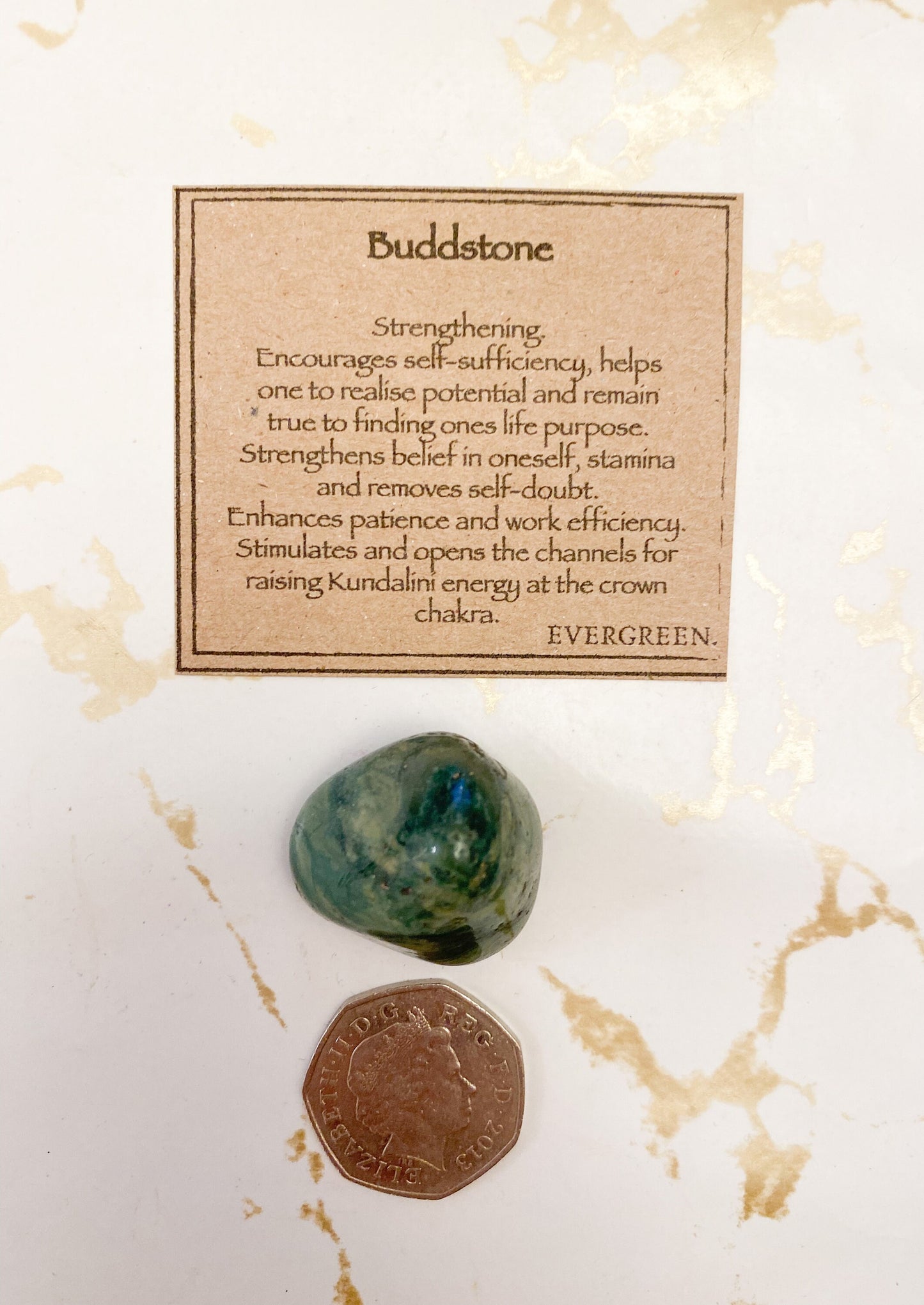 Buddstone Crystal Tumbled Stone - Strength, Purpose & Potential