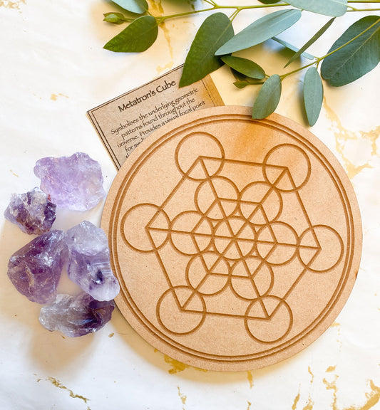 Wooden Metatron's Cube Crystal Charging Plate 15cm