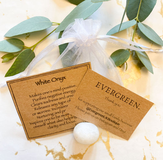 White Onyx Crystal Tumbled Stone - Patience, Clarity & Focus