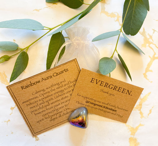 Rainbow Aura Quartz Crystal Tumbled Stone - Awareness, Energy & Alignment