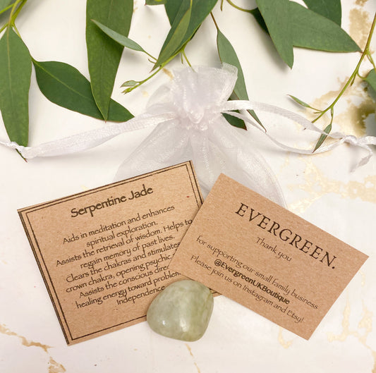 Serpentine Jade Crystal Tumbled Stone - Meditation, Independence & Wisdom