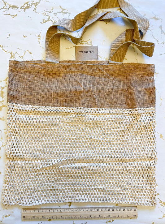Natural Jute & Cotton Mesh Tote Bag