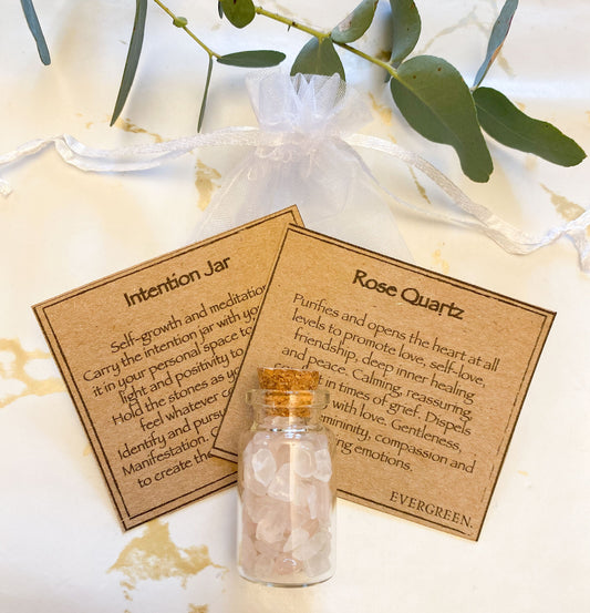 Rose Quartz Crystal Chips Intention Jar - Love, Healing & Friendship
