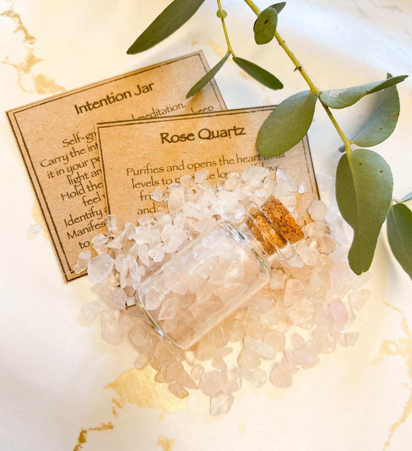 Rose Quartz Crystal Chips Intention Jar - Love, Healing & Friendship