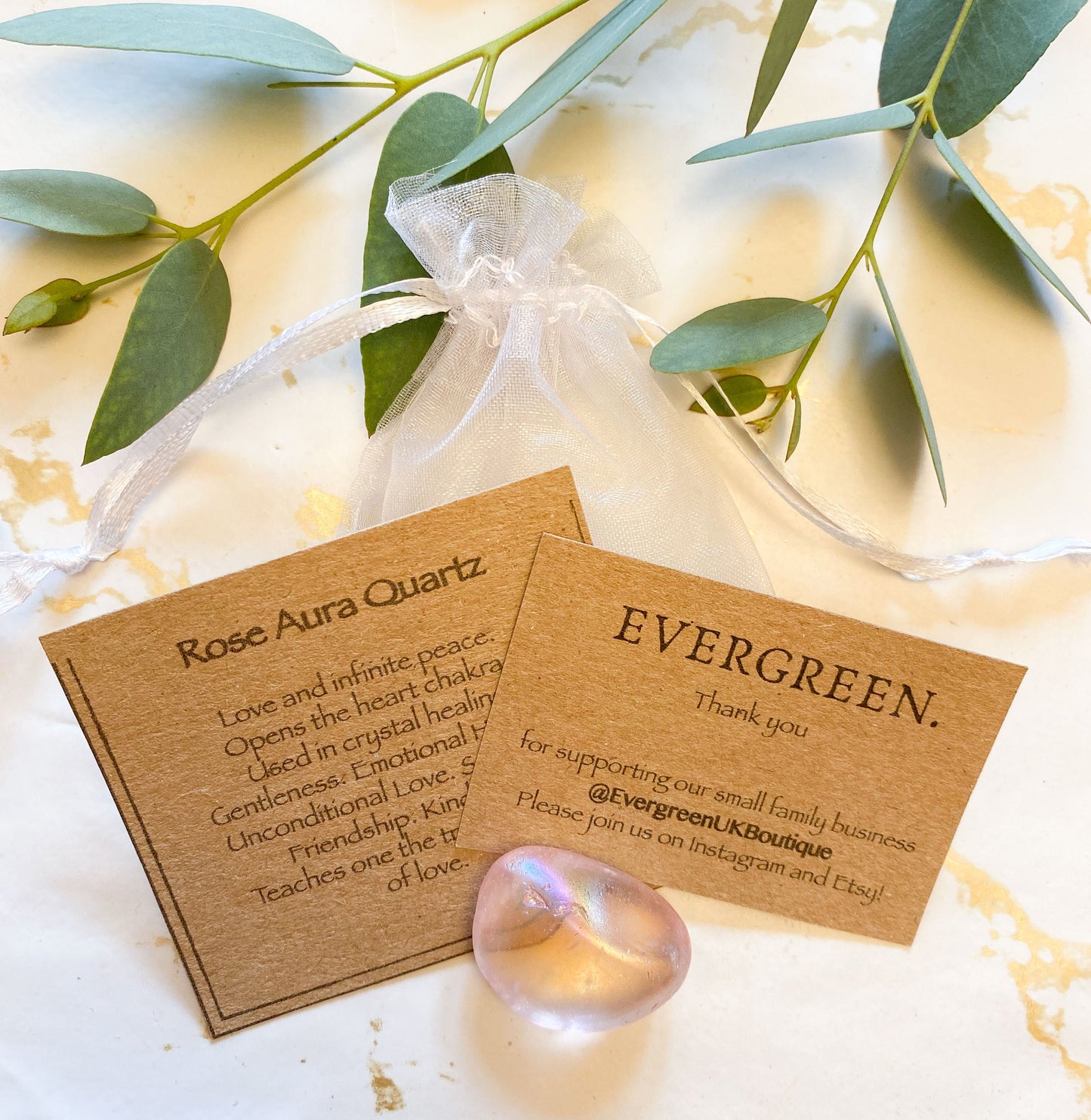 Rose Aura Quartz Crystal Tumbled Stone - Love, Peace & Healing