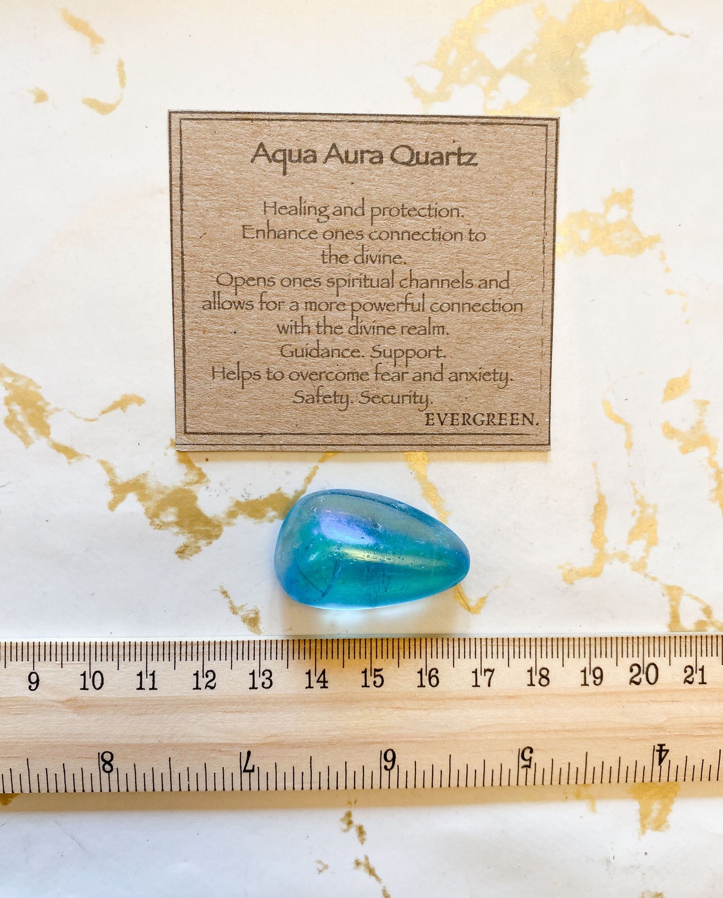Aqua Aura Quartz Crystal Tumbled Stone - Guidance, Protection & Support