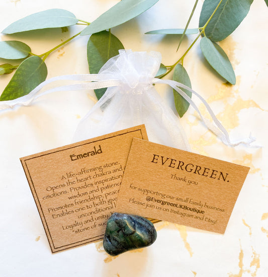 Emerald Crystal Tumbled Stone - Peace, Love & Unity