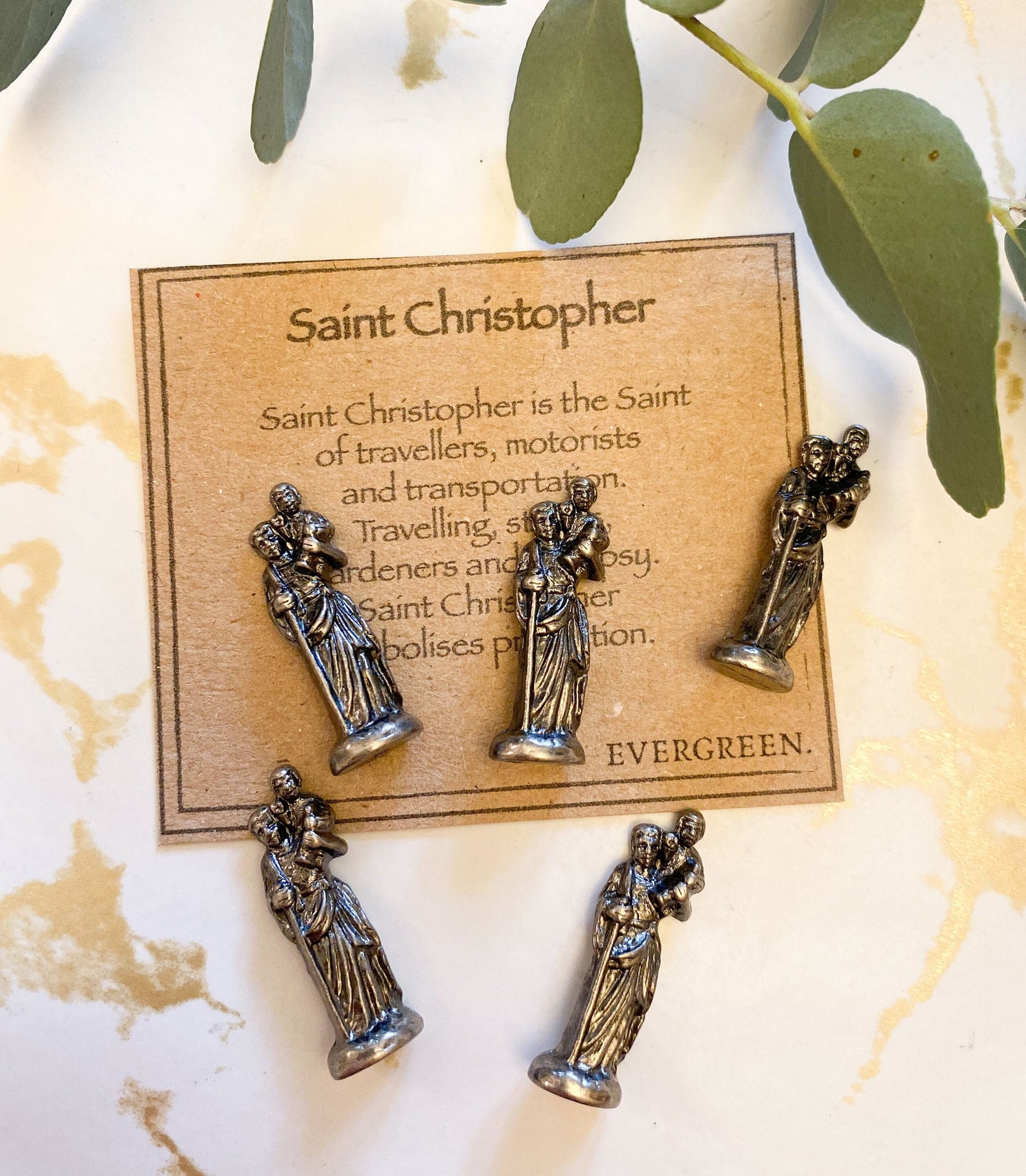 Saint Christopher Pewter Figurine - Protection For Travellers, Motorists & Transportation