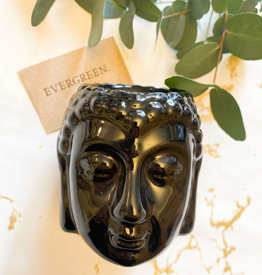 White / Black Buddha Head Oil / Wax Melt Burner - Peace, Love & Light