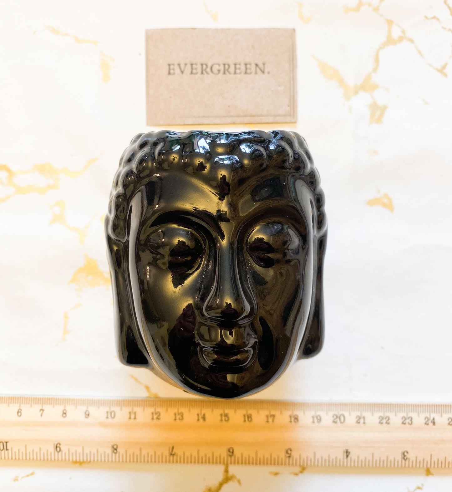White / Black Buddha Head Oil / Wax Melt Burner - Peace, Love & Light