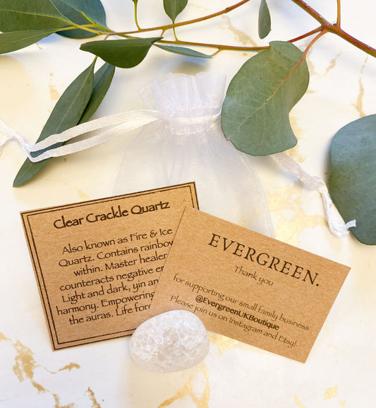 Clear Crackle Quartz Crystal Tumbled Stone - Healing, Cleansing & Empowering