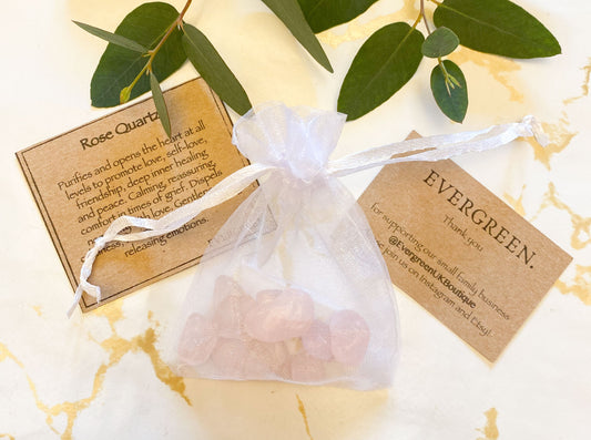 Rose Quartz Crystal Chip Gift Bag 20g - Love, Peace & Healing