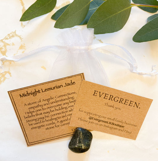 Midnight Lemurian Jade Crystal Tumbled Stone - Empathy, Understanding & Connection