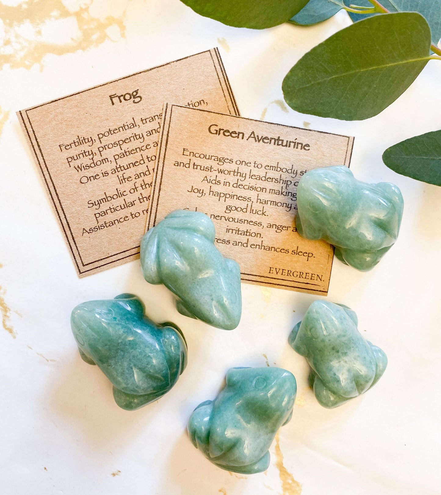 Hand Crafted Green Aventurine Crystal Frog - Happiness, Harmony & Good Luck