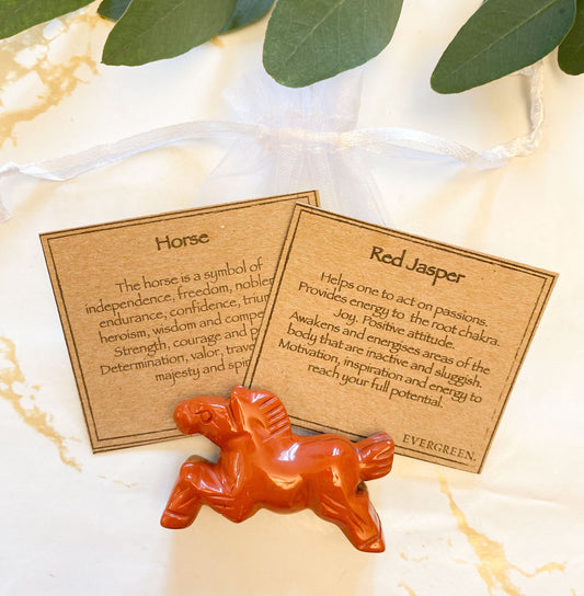 Hand Carved Red Jasper Crystal Horse - Confidence, Wisdom & Joy