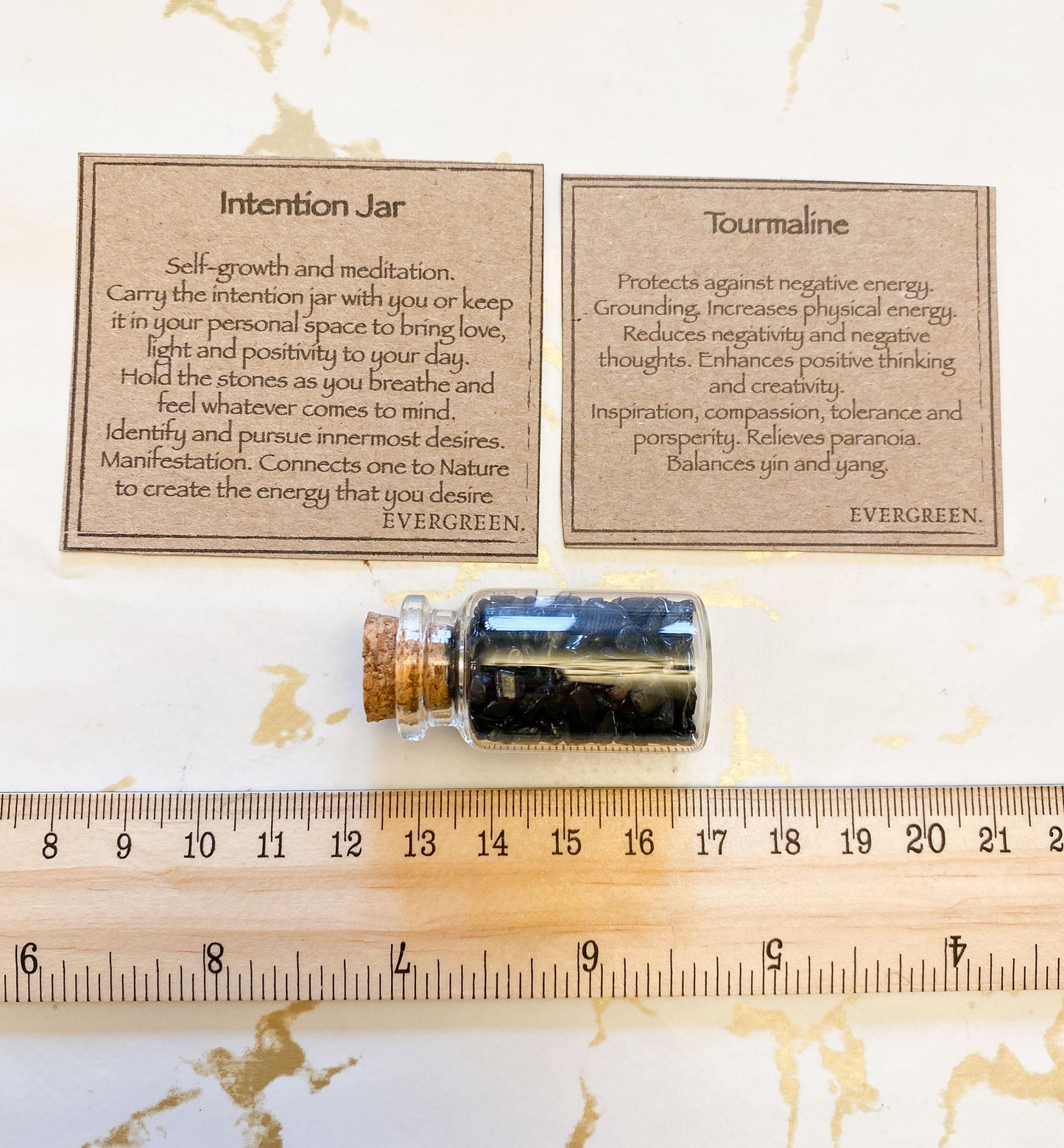 Black Tourmaline Crystal Chips Intention Jar - Grounding, Protection & Inspiration