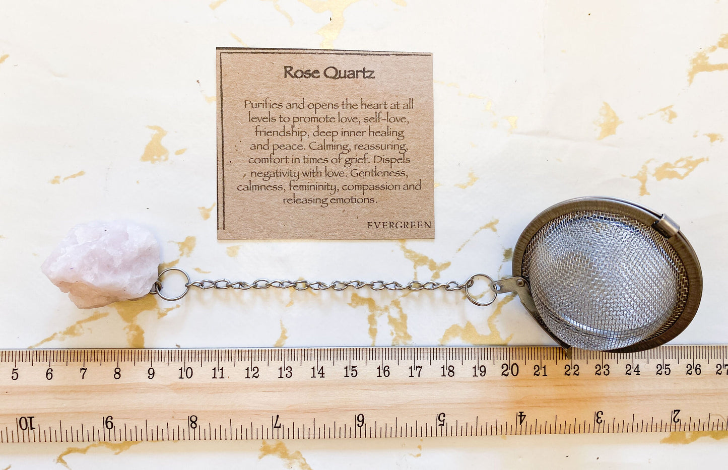 Rose Quartz Raw Crystal Mesh Ball Tea Infuser