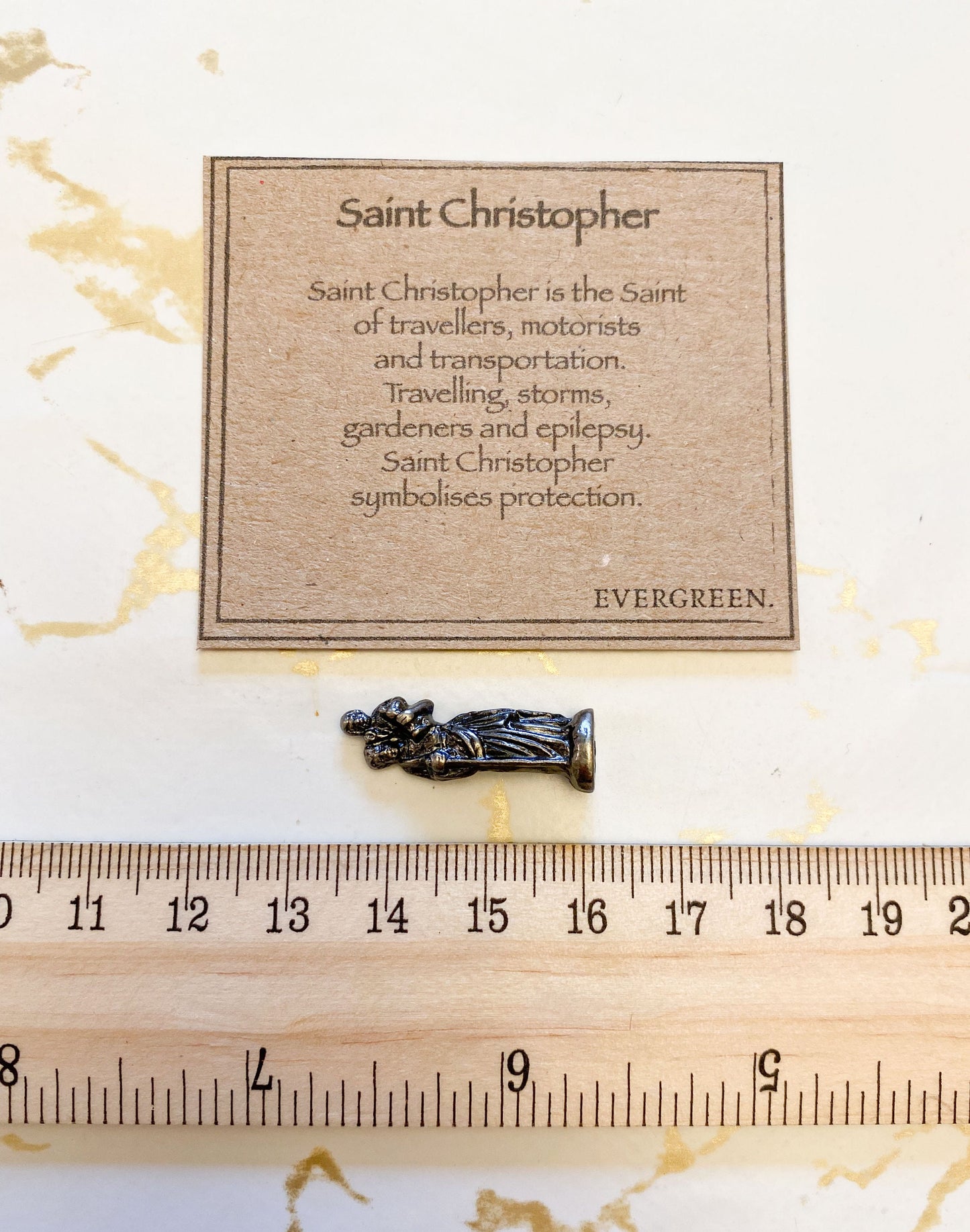 Saint Christopher Pewter Figurine - Protection For Travellers, Motorists & Transportation