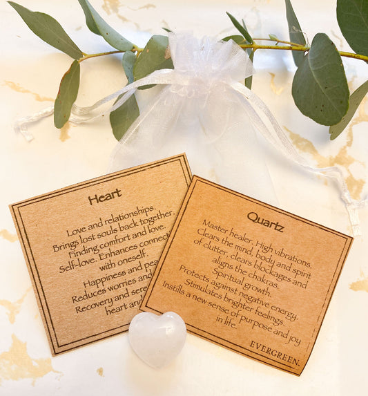Quartz Crystal Heart 20mm - Cleansing, Growth & Revitalising