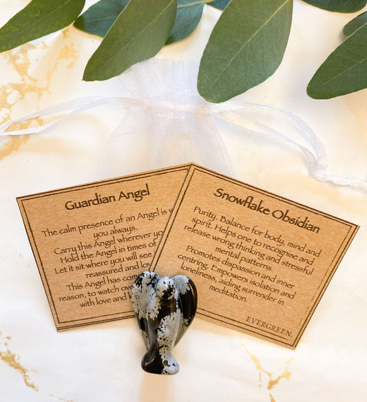 Snowflake Obsidian Crystal Guardian Angel 35mm - Peace, Love & Protection