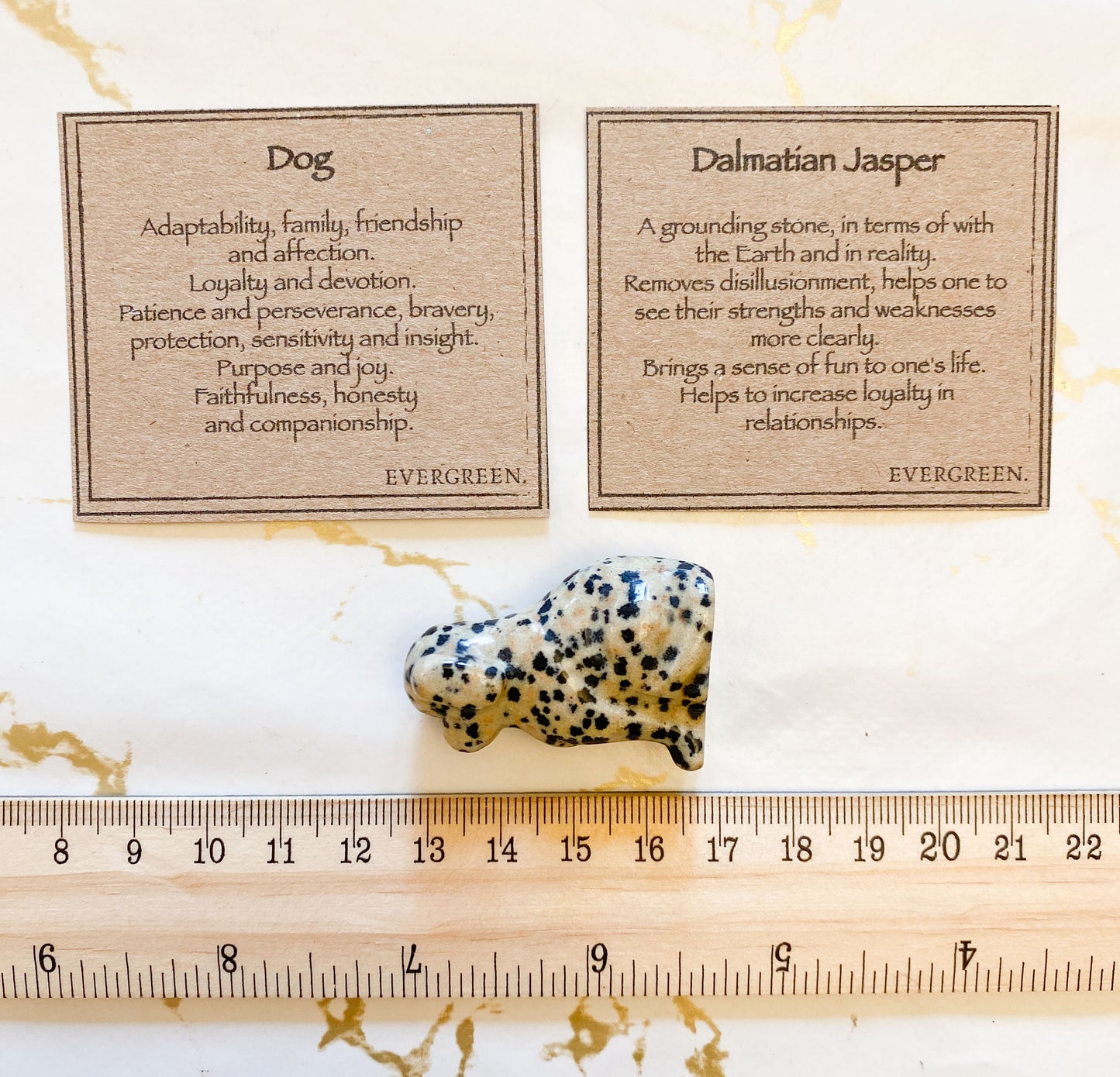 Hand Carved Dalmatian Jasper Crystal Dog - Protection, Bravery & Fun