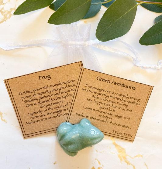 Hand Crafted Green Aventurine Crystal Frog - Happiness, Harmony & Good Luck
