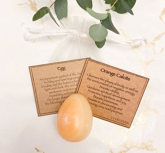 Orange Calcite Crystal Egg - Purpose, Cleansing & Happiness