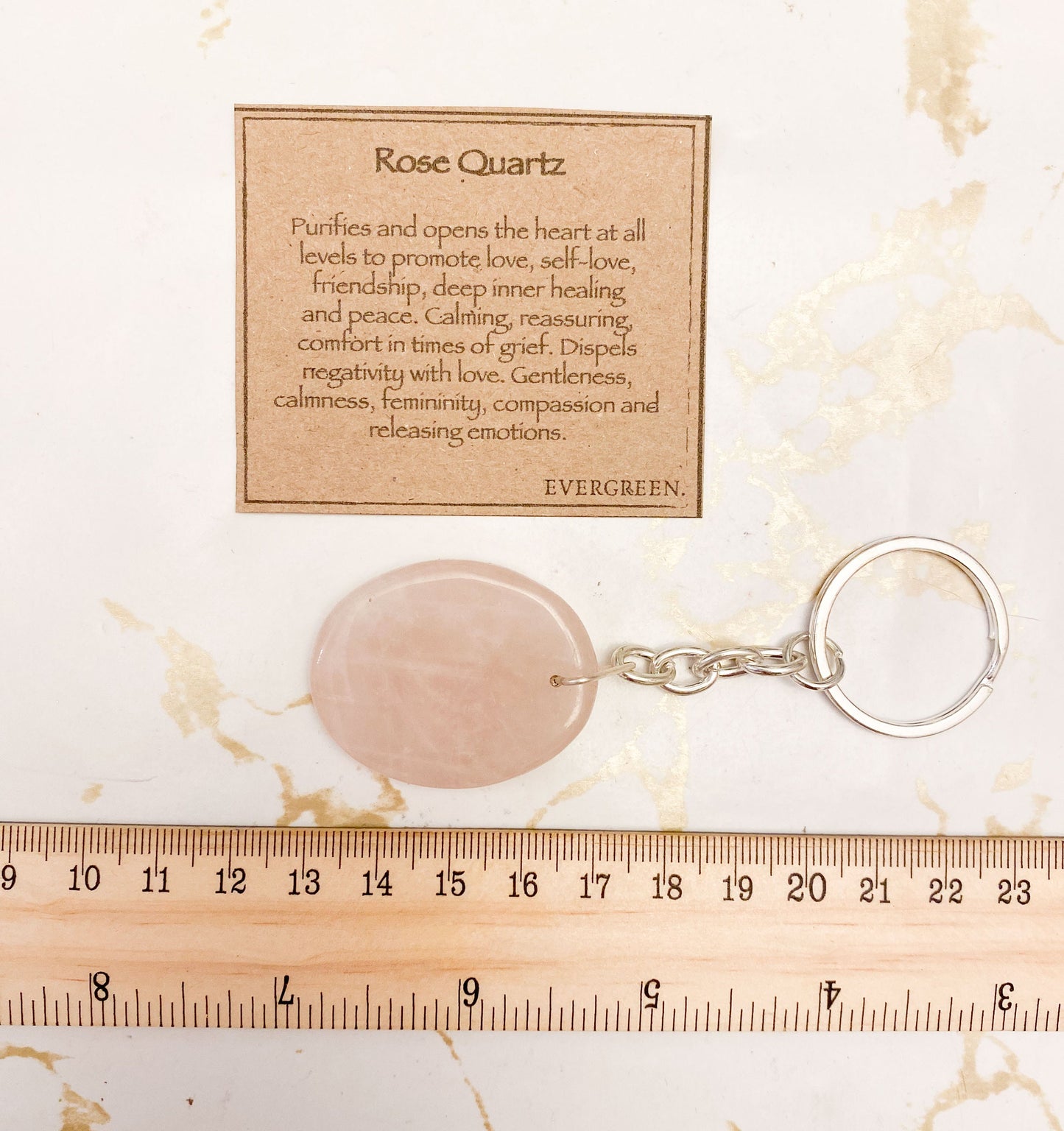 Rose Quartz Crystal Palm Keychain - Love, Calmness & Healing