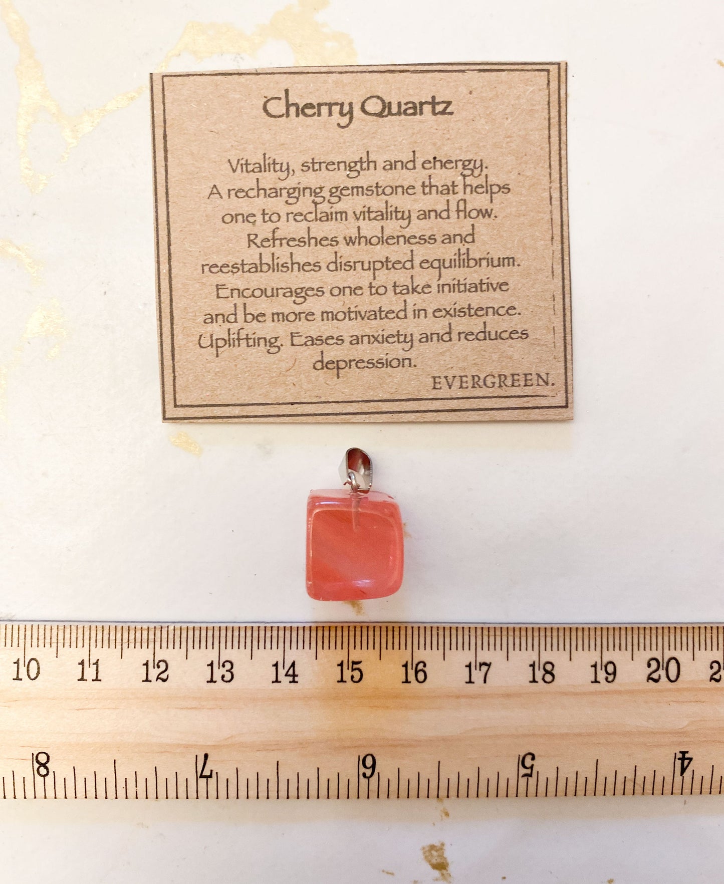 Cherry Quartz Crystal Tumbled Stone Pendant - Vitality, Strength & Energy