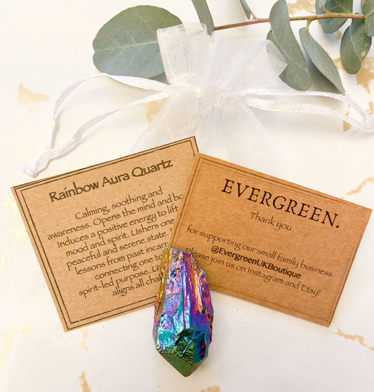 Raw Rainbow Aura Quartz Points - Positivity, Calming & Uplifting Energy