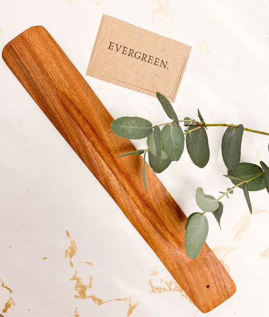 Mango Wood Incense Stick Holder / Ash Catcher - Peace, Love & Positivity