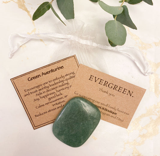 Green Aventurine Crystal Palm Stone - Leadership, Happiness & Good Luck