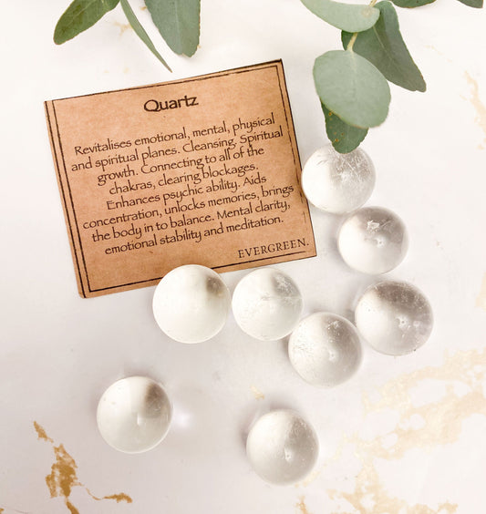Quartz Crystal Sphere 15mm / 20mm - Cleansing, Clarity & Growth