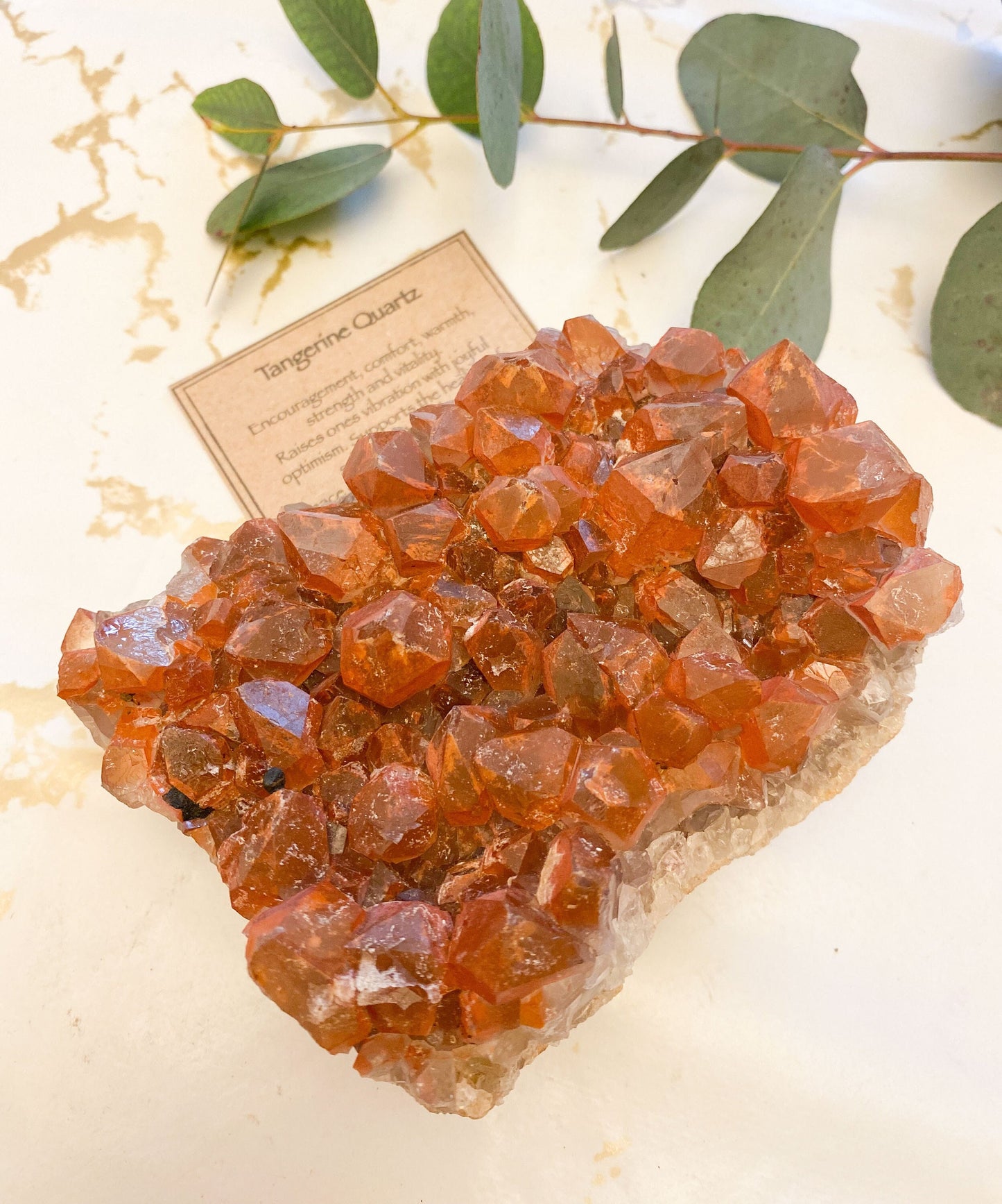 Stunning Raw Tangerine Quartz Crystal Cluster - Encouragement, Strength & Vitality