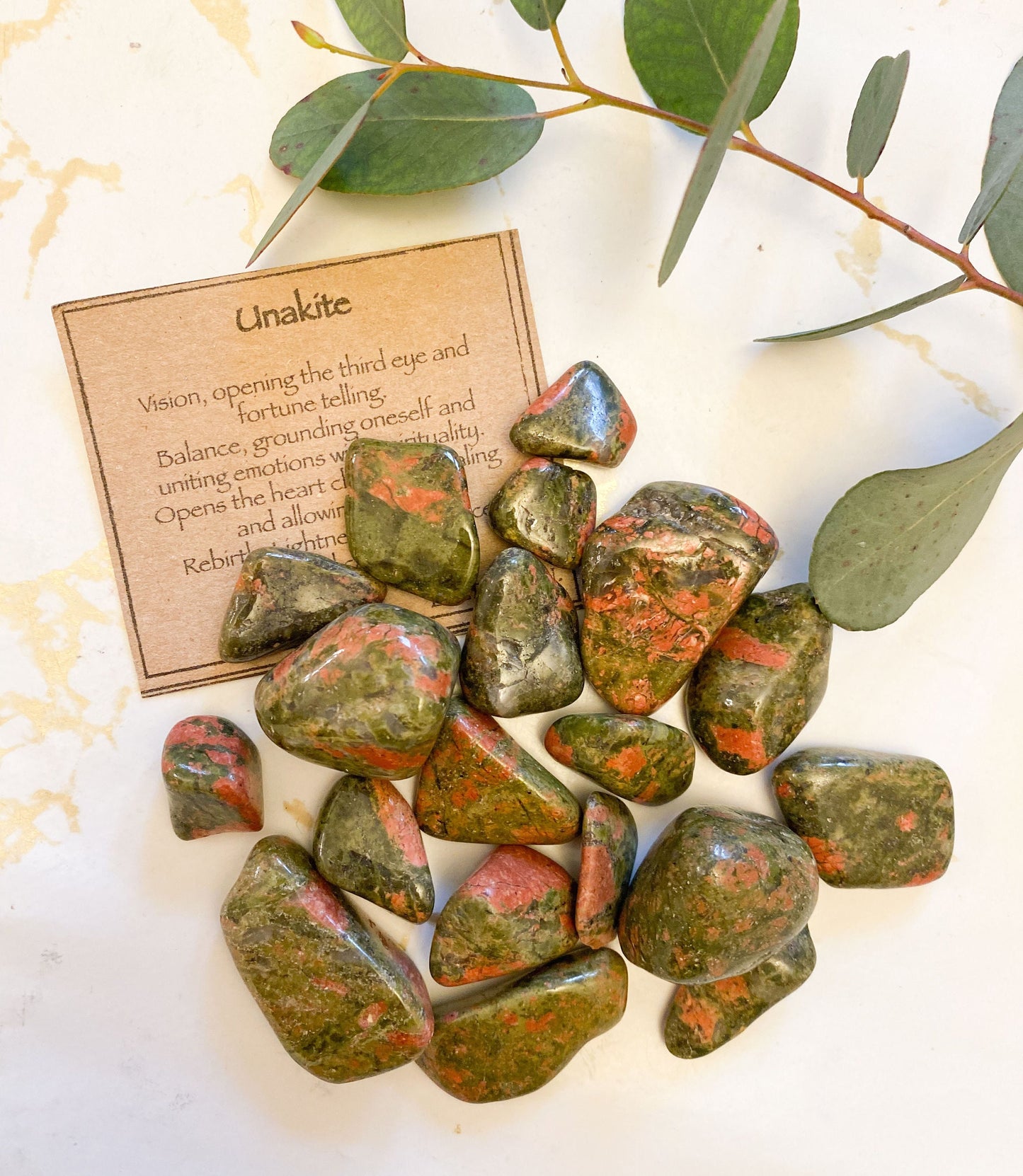 Unakite Crystal Tumbled Stone - Grounding, Healing & Vision