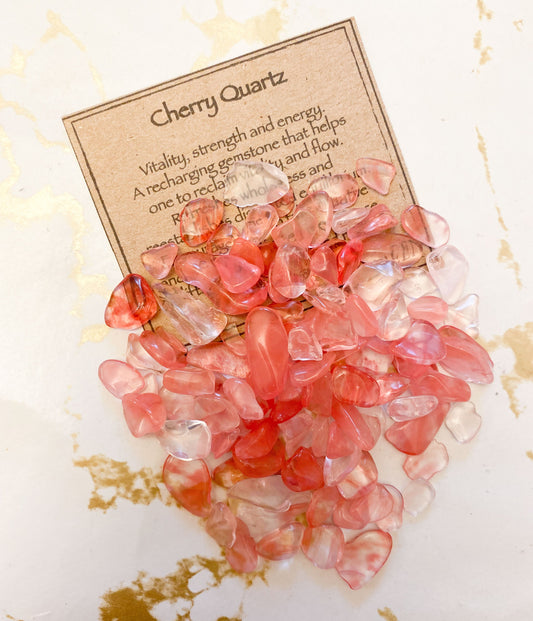 Cherry Quartz Crystal Chip Gift Bag 20g - Vitality, Strength & Energy