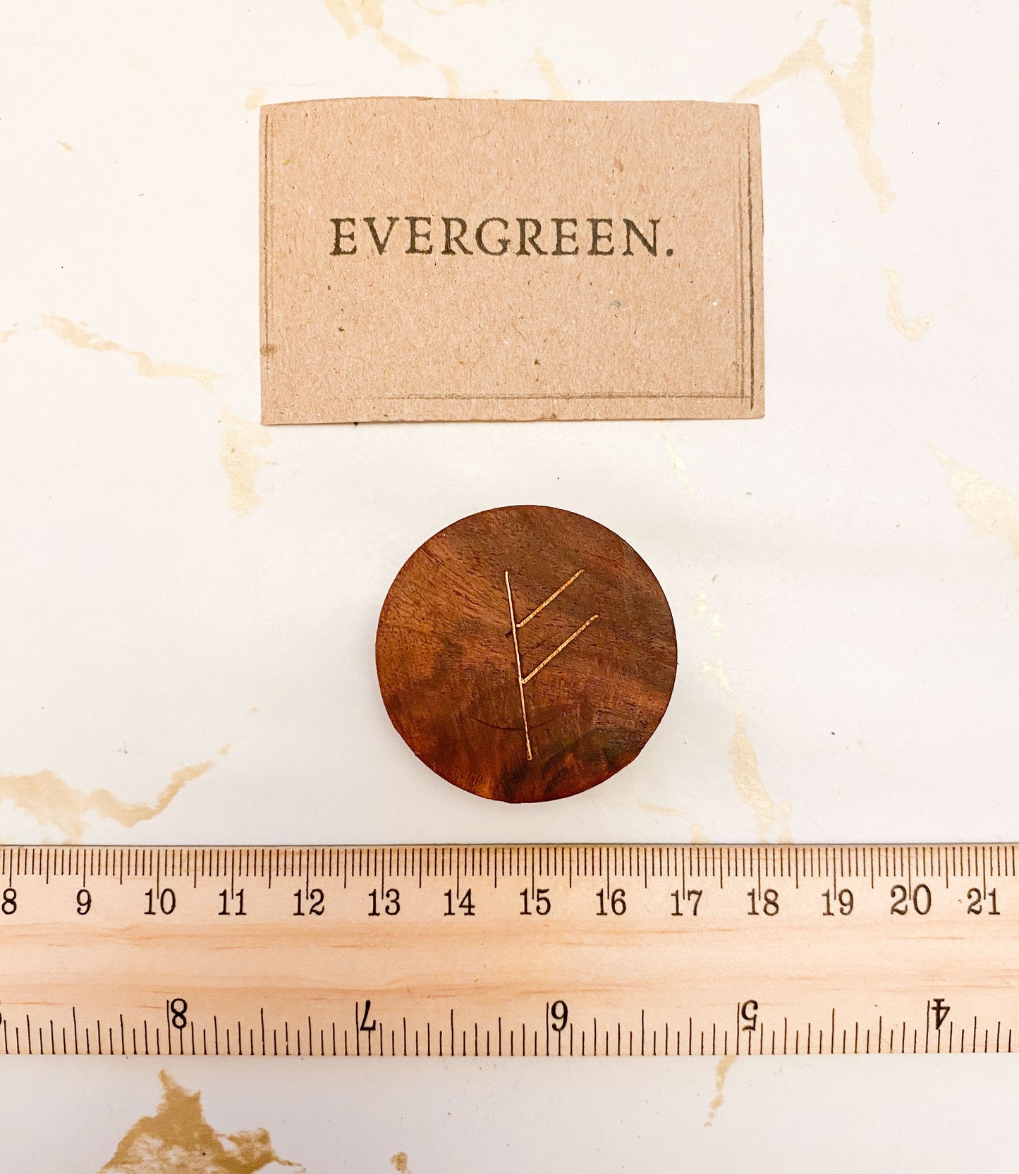 Hand Carved Beautiful Wooden Runes With Brass Symbols